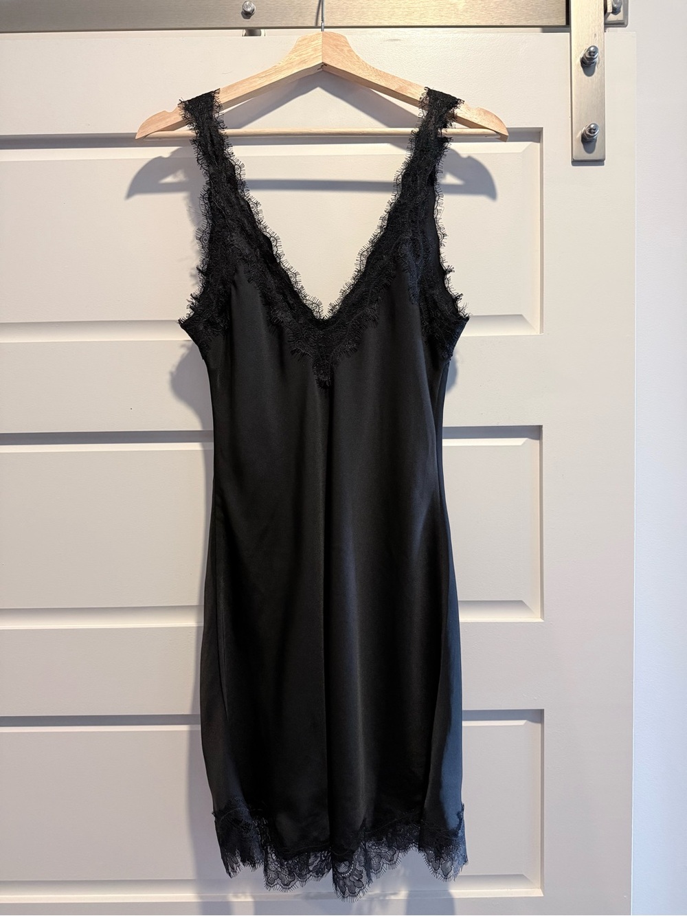 Aritzia Suite Dress - Black Lace-Trim Slip Mini Dress - Picture 3 of 4